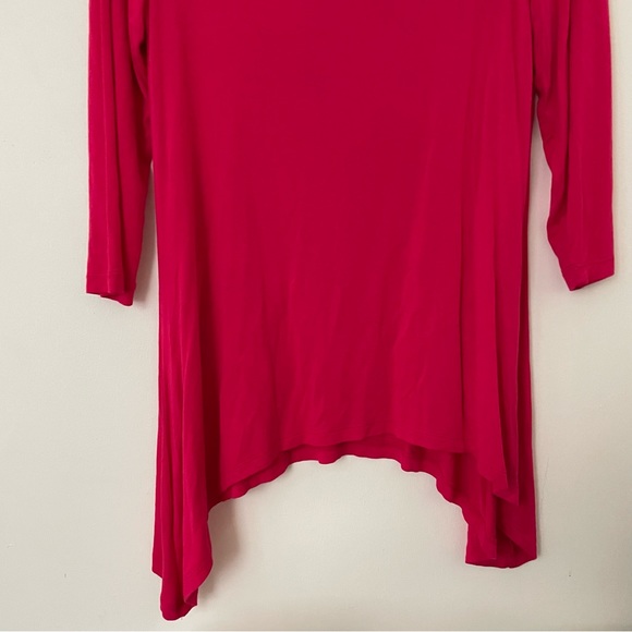 LOGO Lori Goldstein V-neck Tee 3/4 Sleeves Pockets Pink SZ Small - Picture 4 of 8